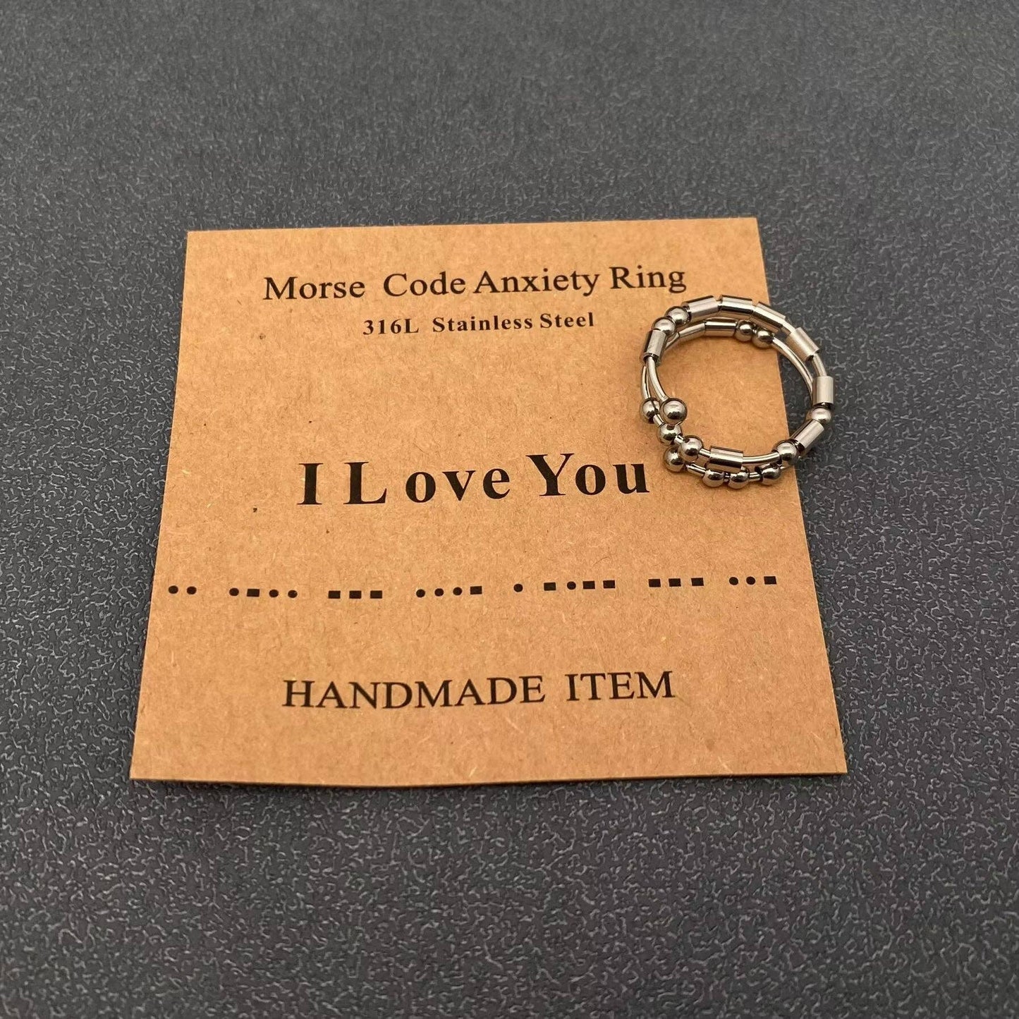Multi-style Morse Code Stainless Steel Adjustable Ring: Best Bitches