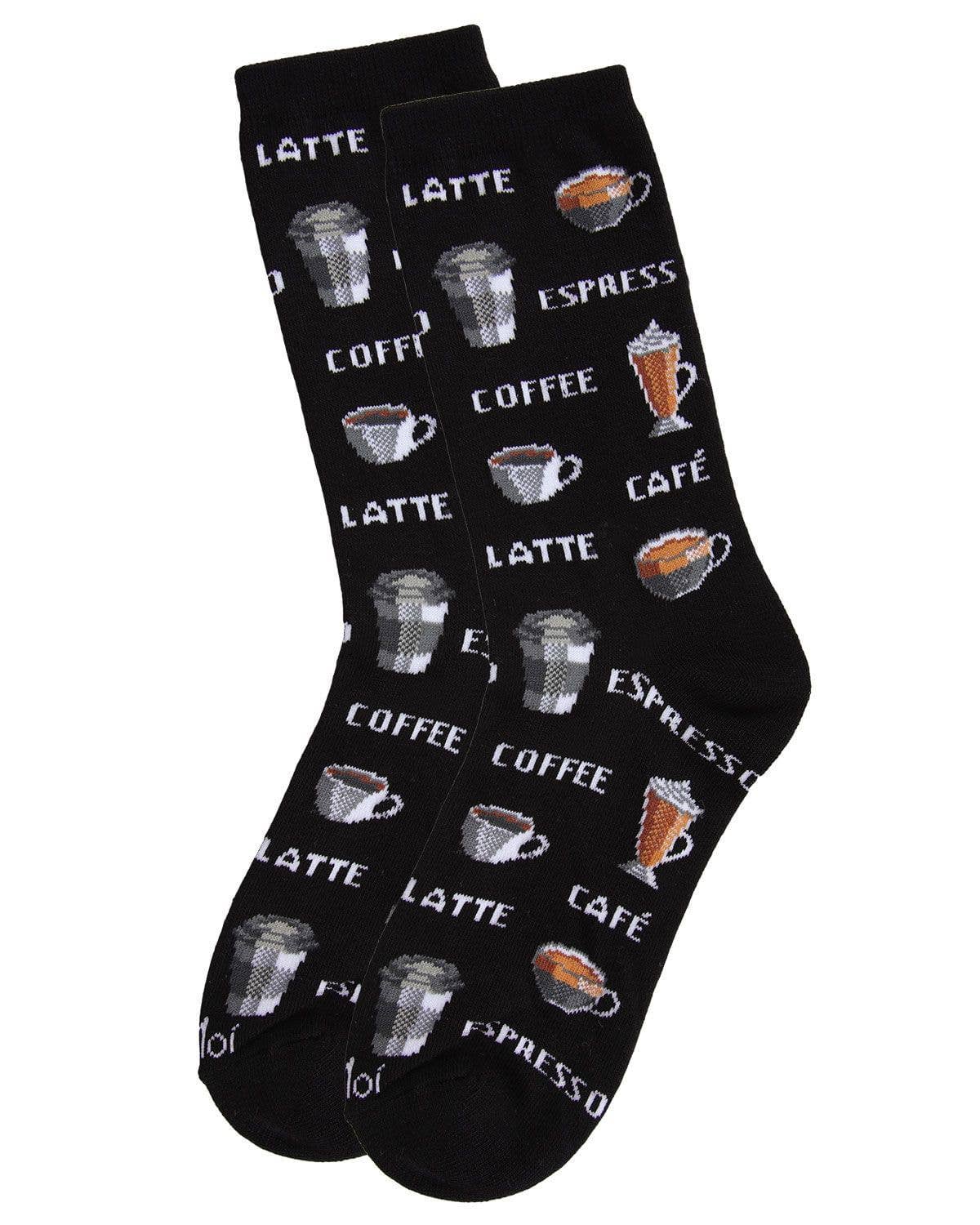 MeMoi Coffee Bamboo Blend Crew Socks: Black / 9-11