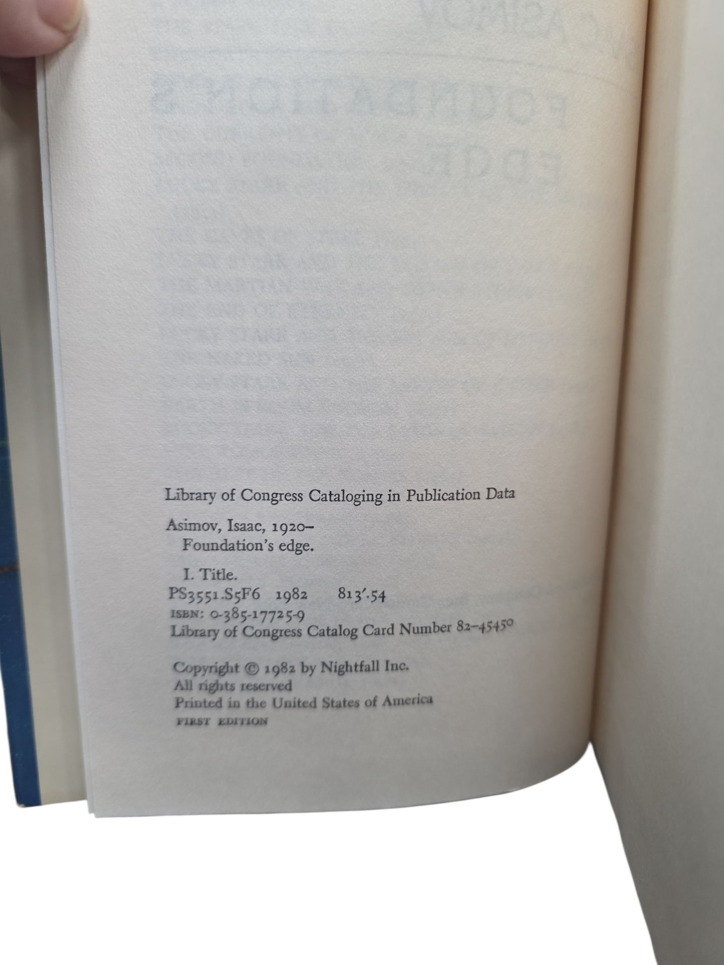 FOUNDATION'S EDGE (USED) SFH FIRST EDITION