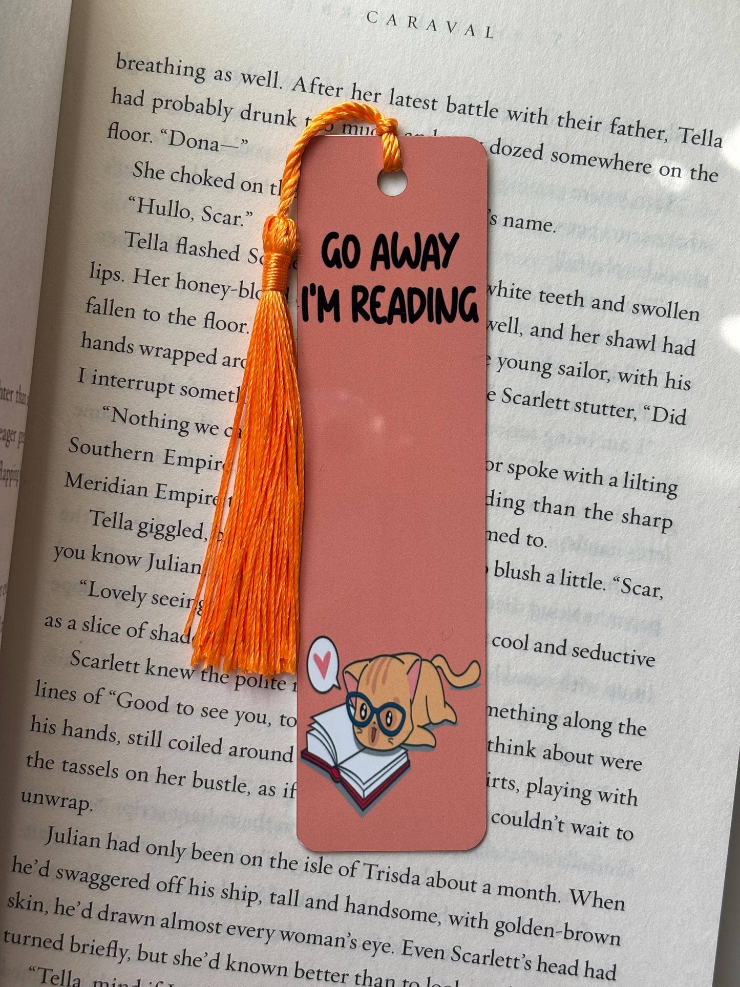 Go away I'm reading Metal Bookmark: Short
