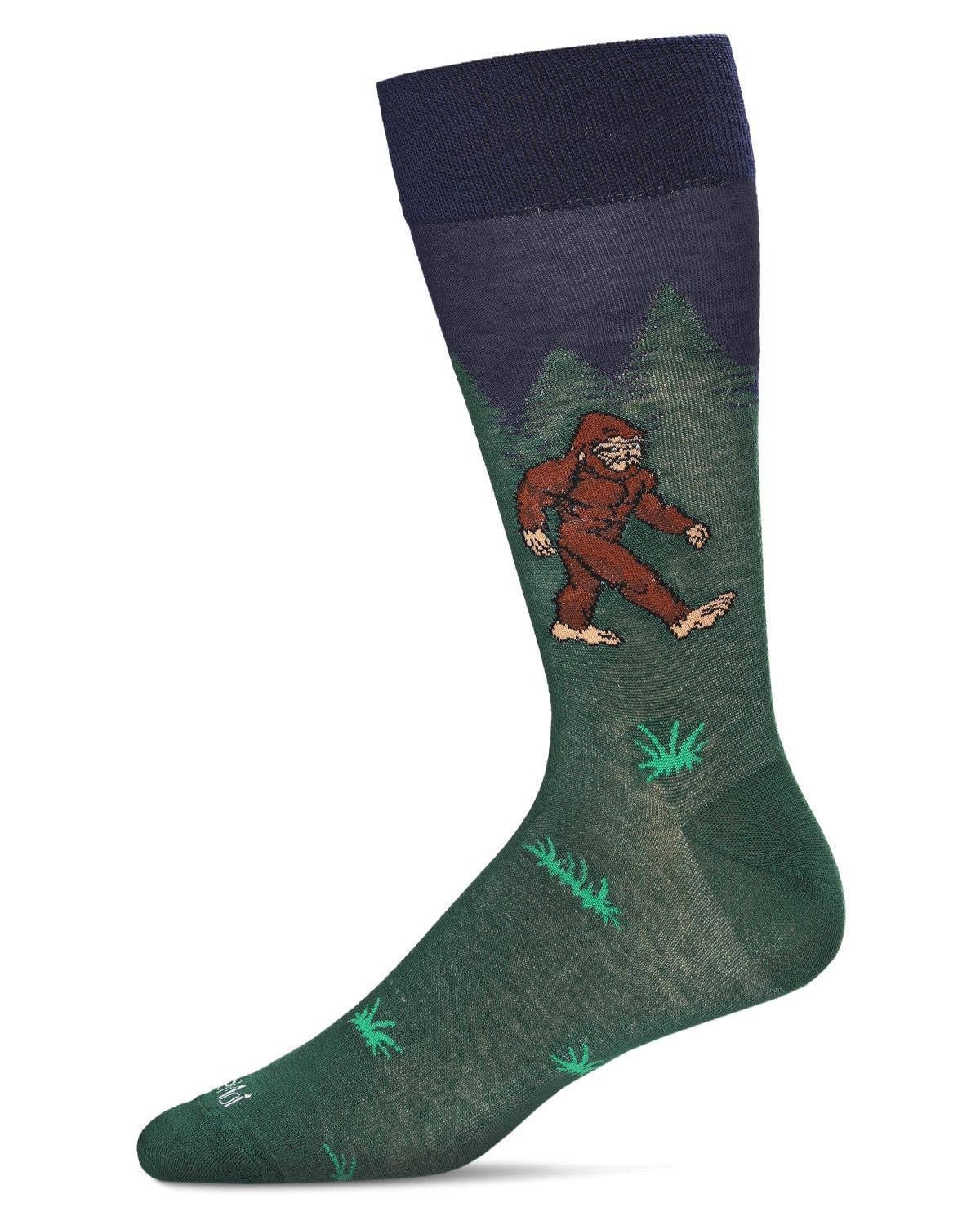 Men's Bigfoot is Real Bamboo Blend Novelty Crew Sock: Navy / 10 13