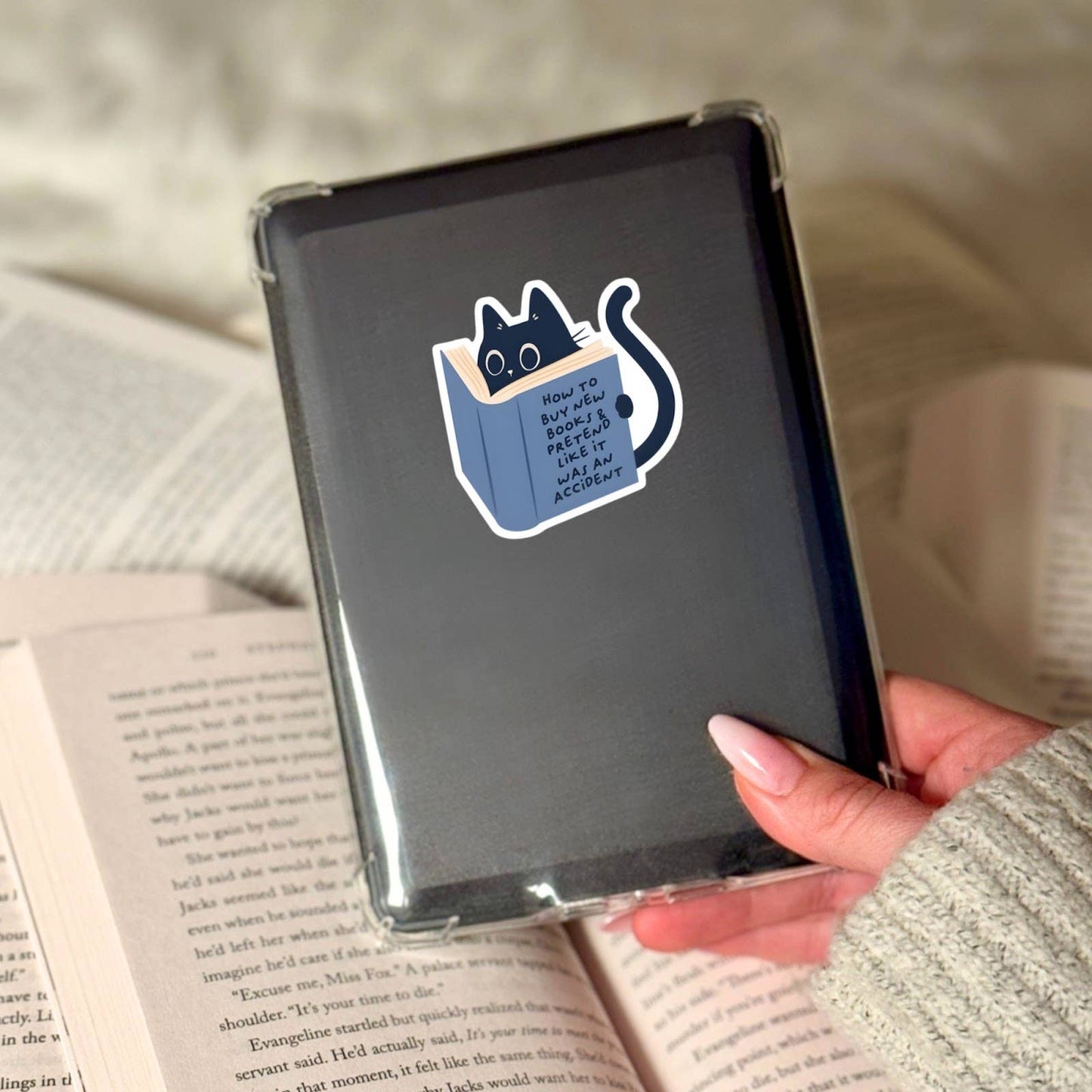 How To Buy New Books Sticker, Funny Cat Gift
