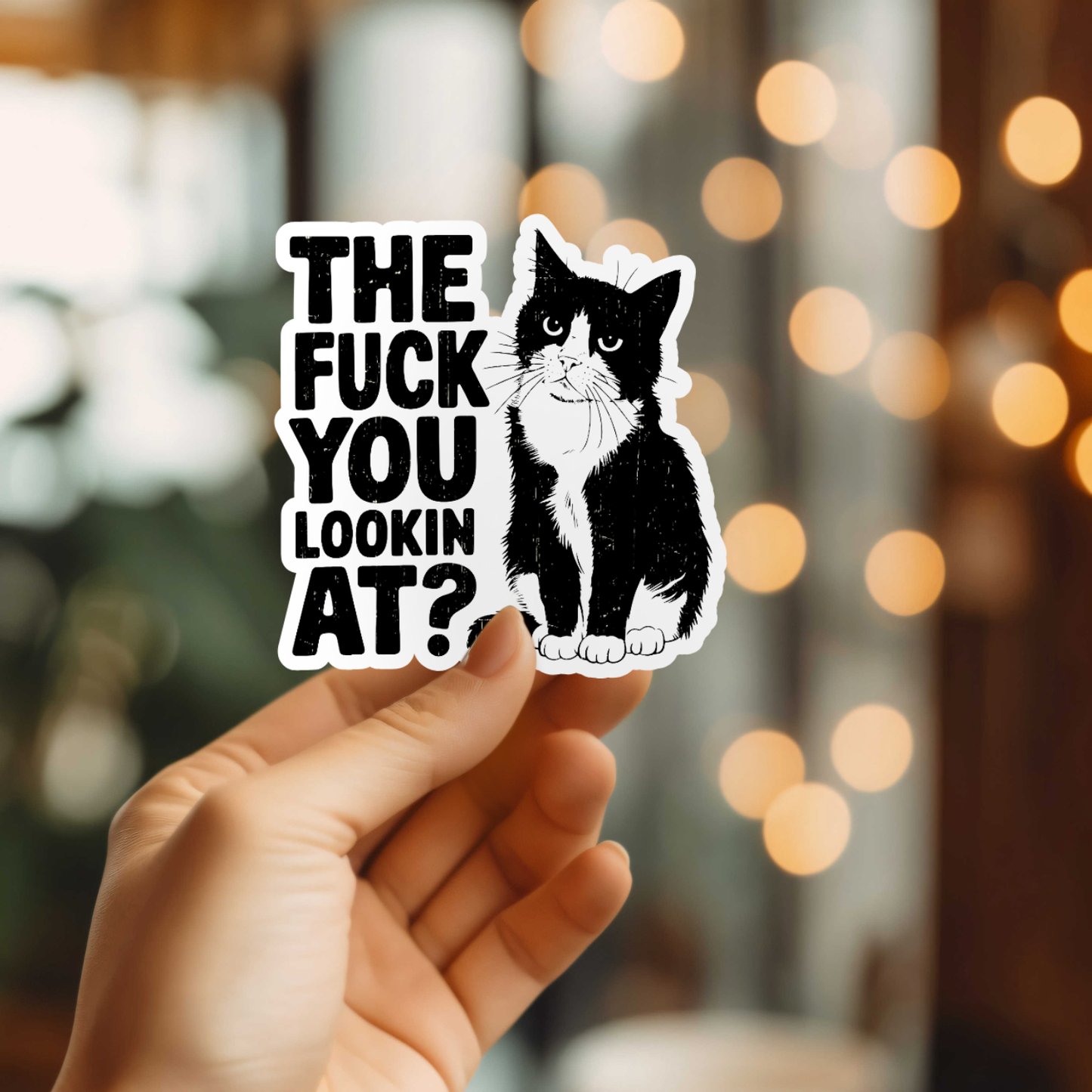 Funny The F*#ck You Lookin At Vinyl Sticker