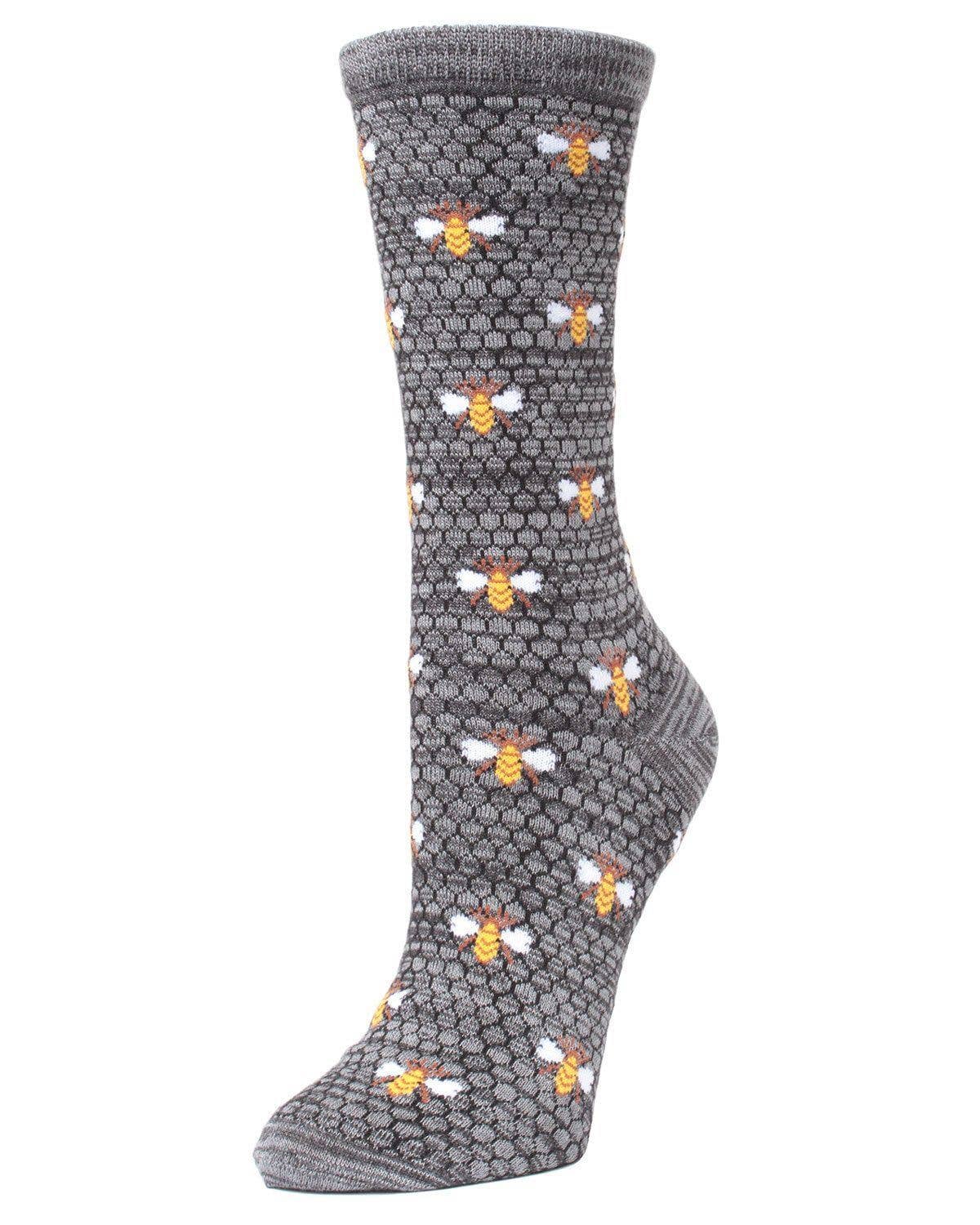 Honey Bee Bamboo Blend Crew Socks: Asphalt / 9-11
