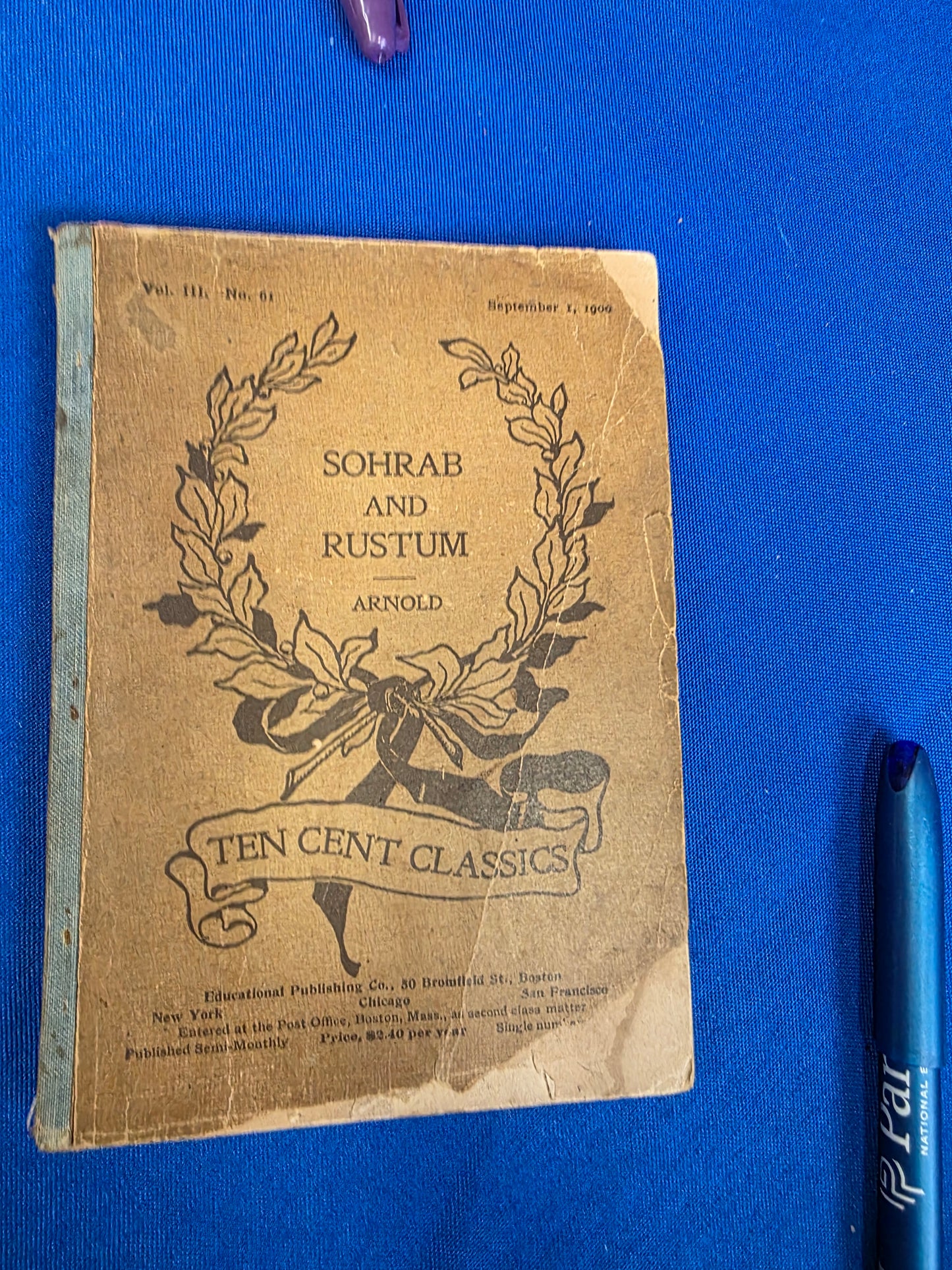 SOHRAB AND RUSTUM BY MATTHEW ARNOLD - USED, FAIR, COLL