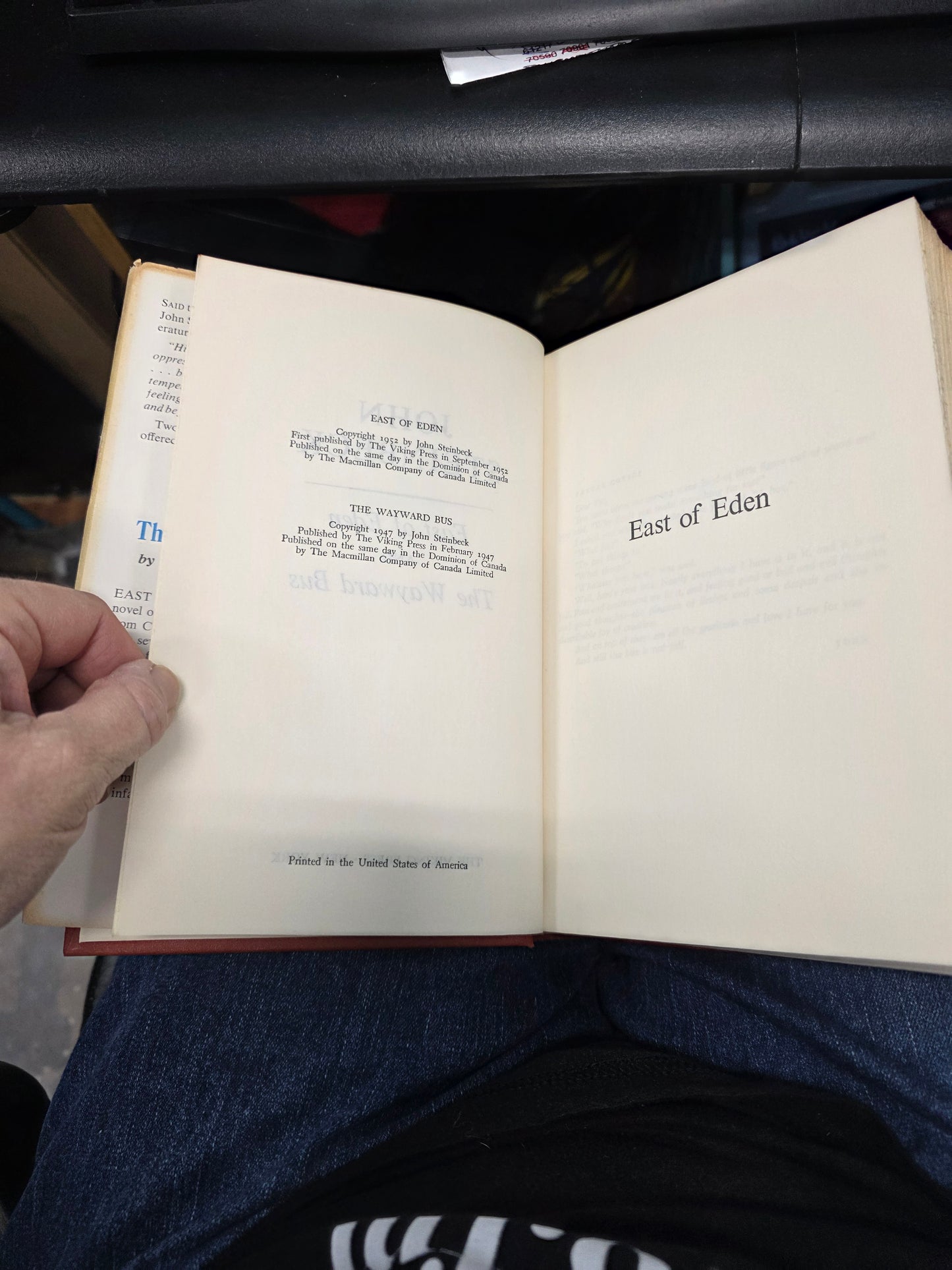 East of Eden and The Wayward Bus by John Steinbeck -USED BCE GOOD, CLASS