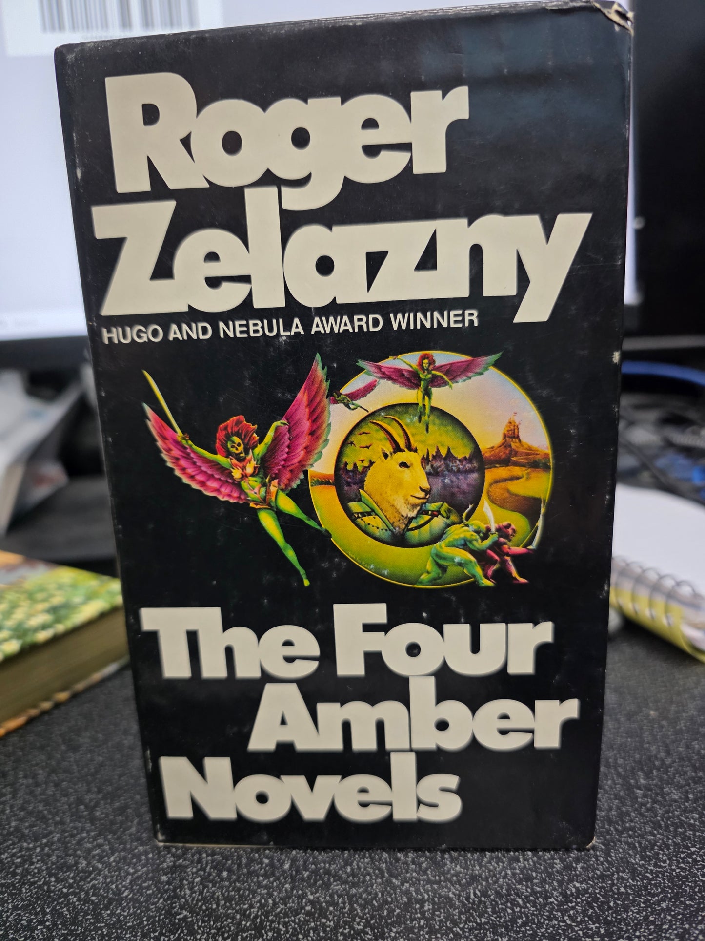 The Four Amber Novels paperback slipcase box set by Roger Zelazny, published by Avon Books in 1978.-USED VG