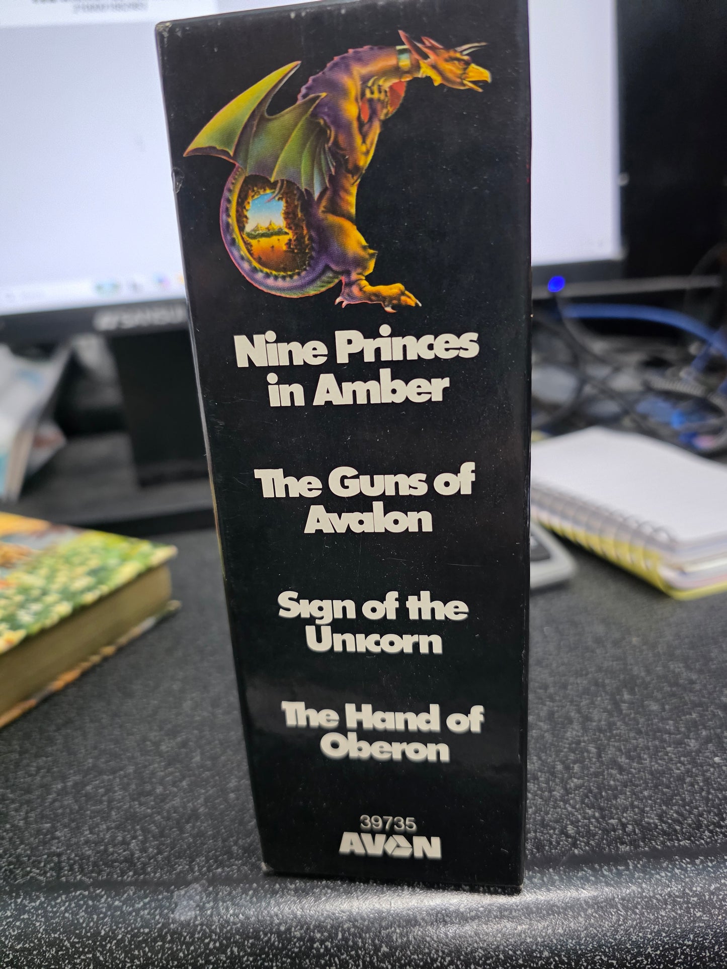 The Four Amber Novels paperback slipcase box set by Roger Zelazny, published by Avon Books in 1978.-USED VG