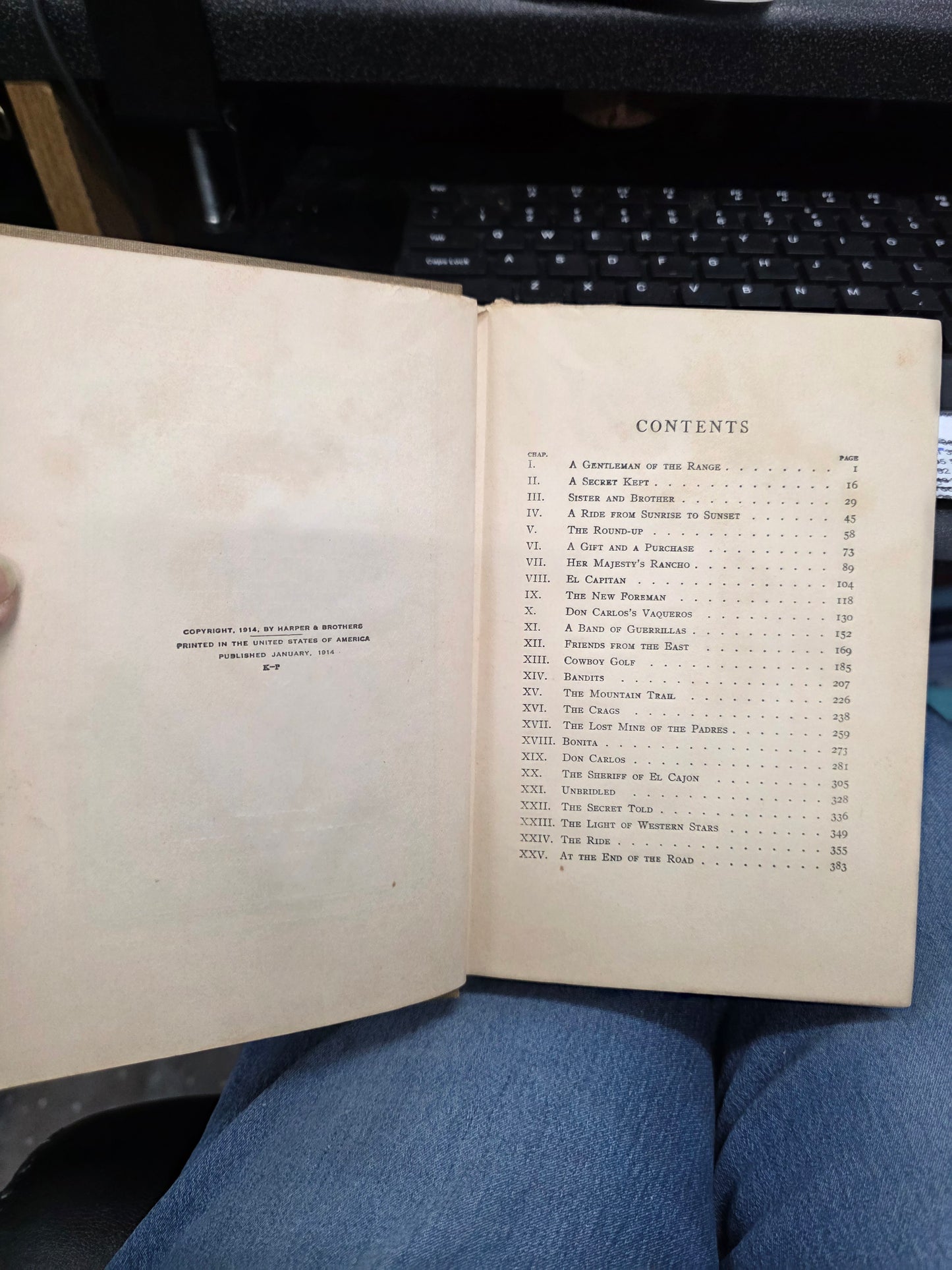 THE LIGHT OF WESTERN STARS - ZANE GREY -USED, GOOD 1914 edition
