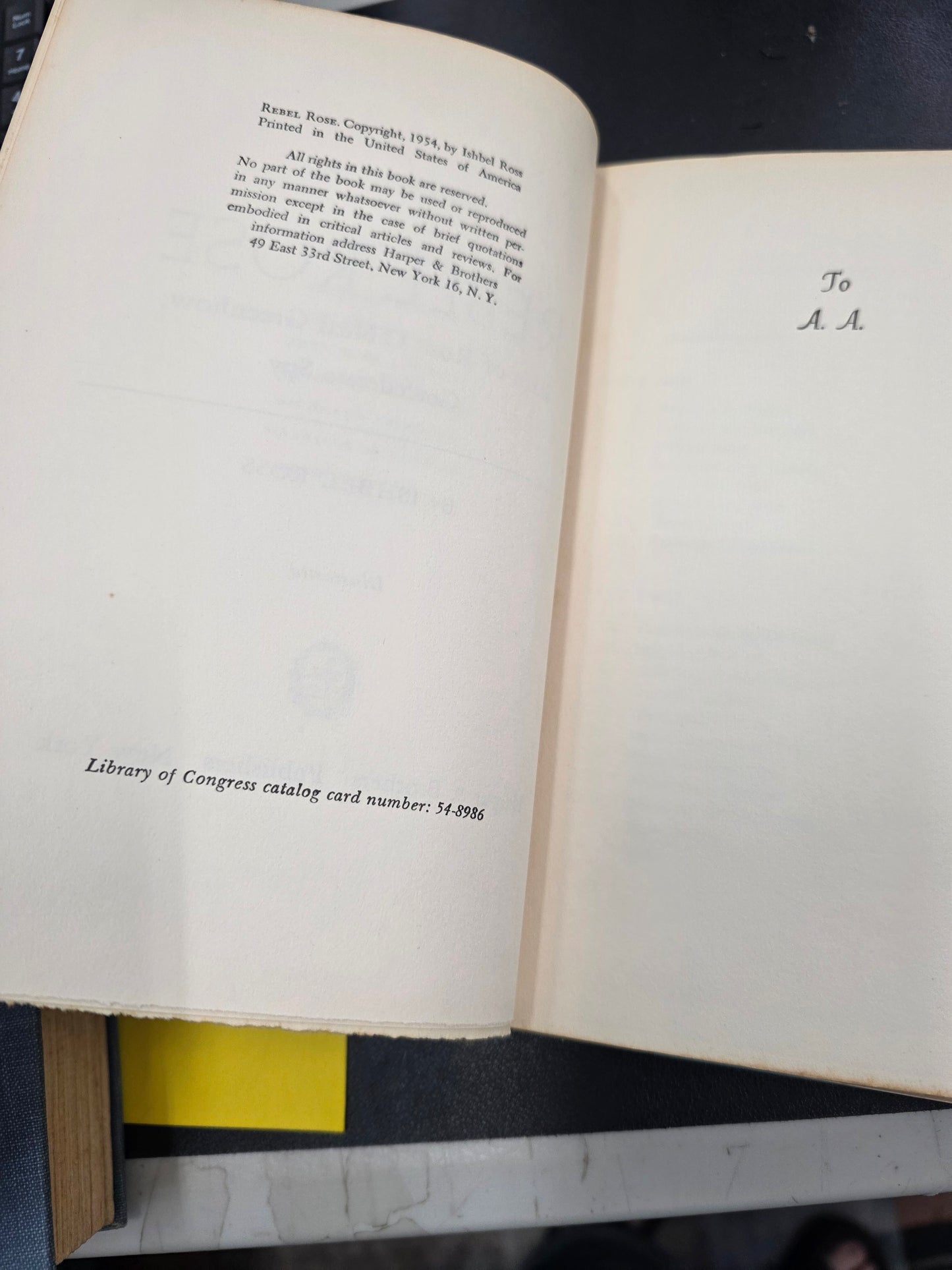 Rebel Rose: Life of Rose O'Neal Greenhow, Confederate Spy      Author / Publisher: Ishbel Ross | Harper & Brothers (1954)