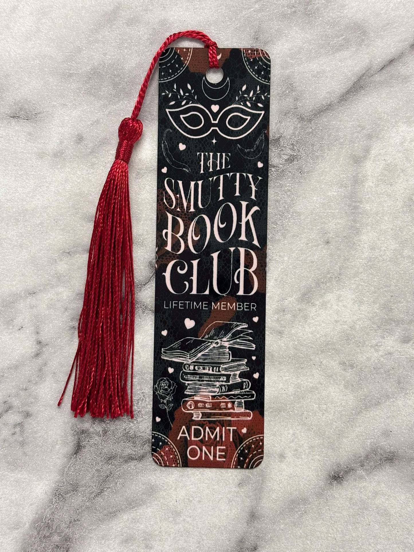 Dark Romance Smutty Book Club Metal Bookmark: SmuttyBookClub Short