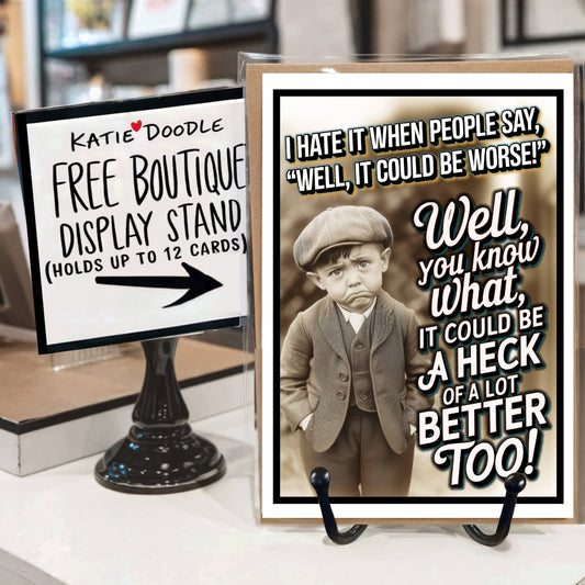 Funny Sympathy Greeting Cards with Card Display Stand: Yes