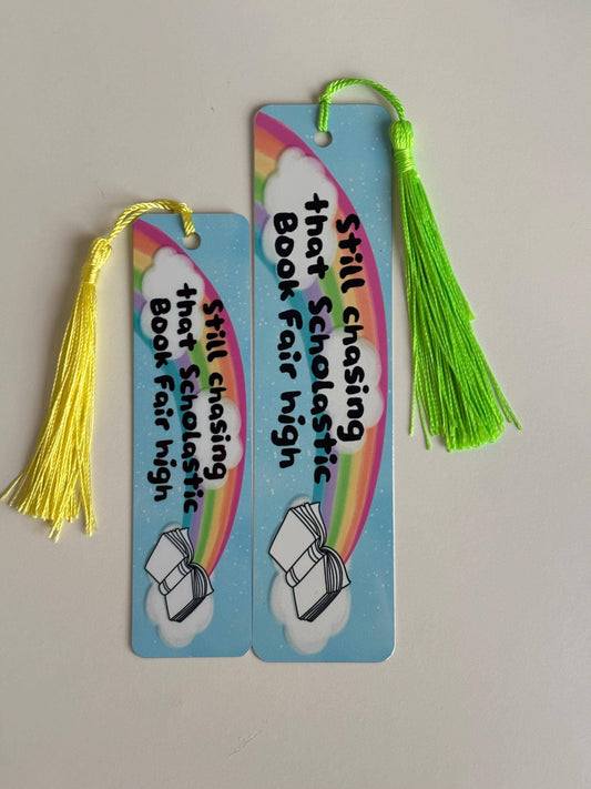 Chasing That Scholastic Book Fair High Metal Bookmark: Short