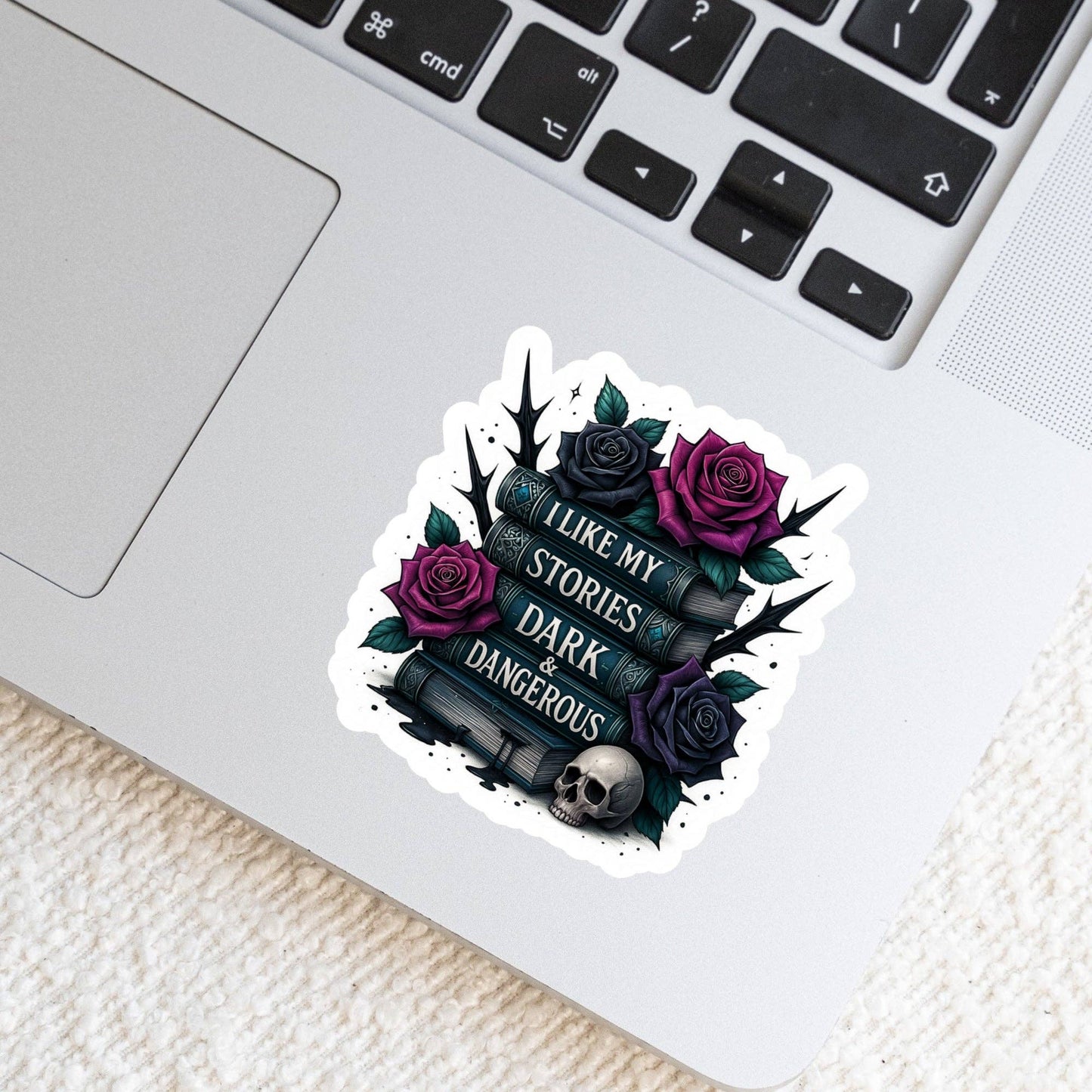I Like My Stories Dark and Dangerous Book Reader Sticker – 3" Waterproof Bookish Sticker with Holo Overlay – Reading, Books, Book Lover
