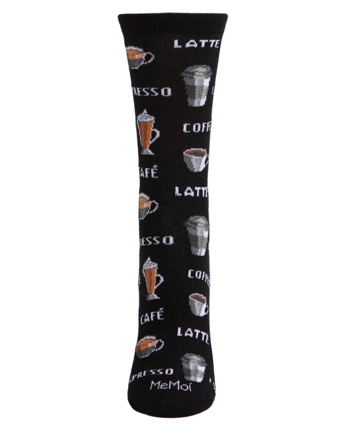 MeMoi Coffee Bamboo Blend Crew Socks: Black / 9-11