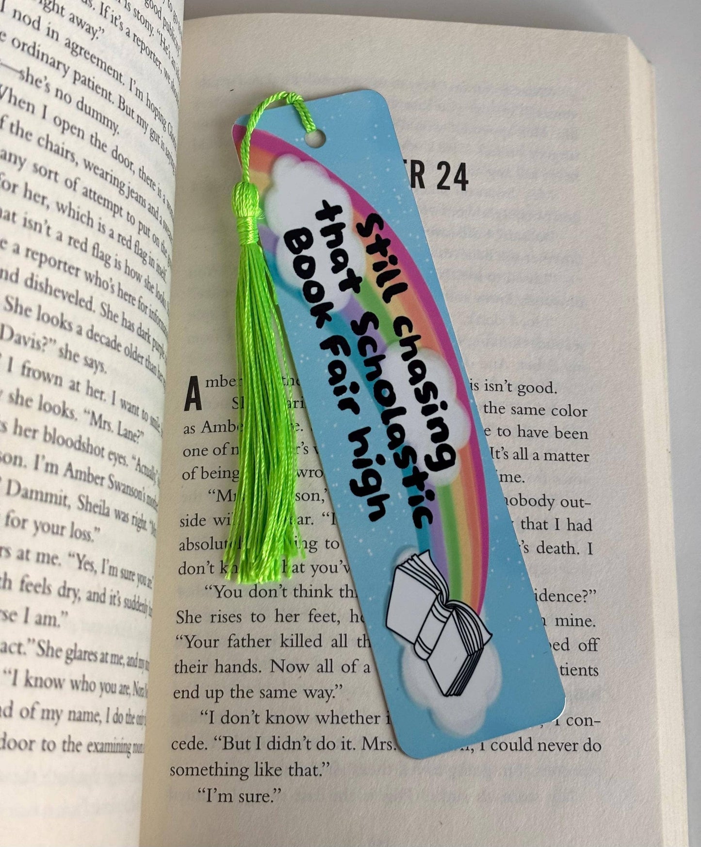 Chasing That Scholastic Book Fair High Metal Bookmark: Short