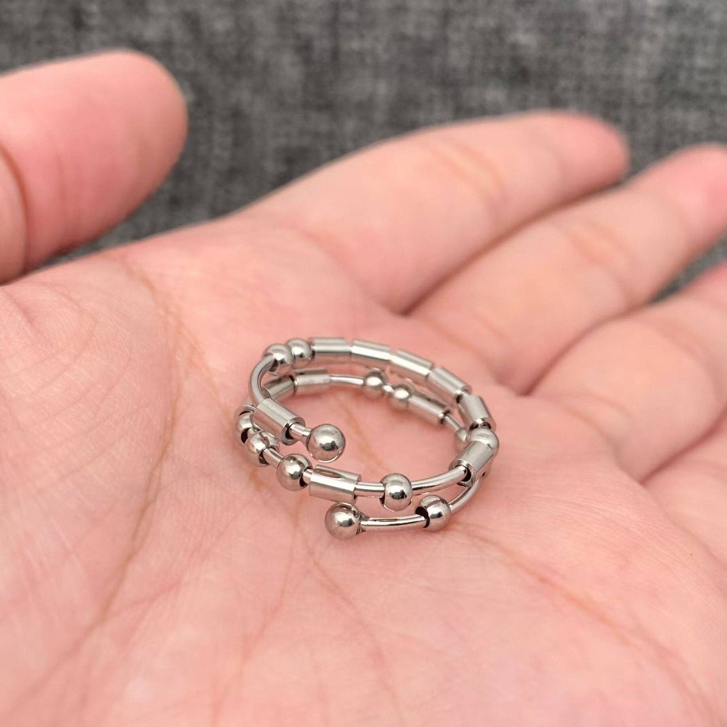 Multi-style Morse Code Stainless Steel Adjustable Ring: Loved