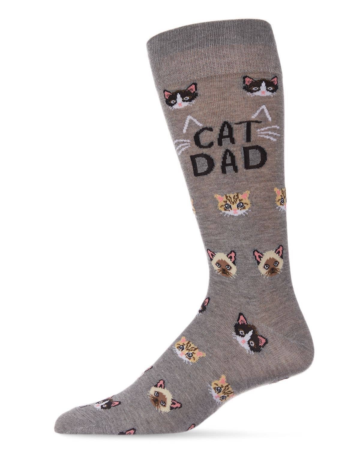 Cat Dad Bamboo Men's Crew: Denim Heather / 10 13