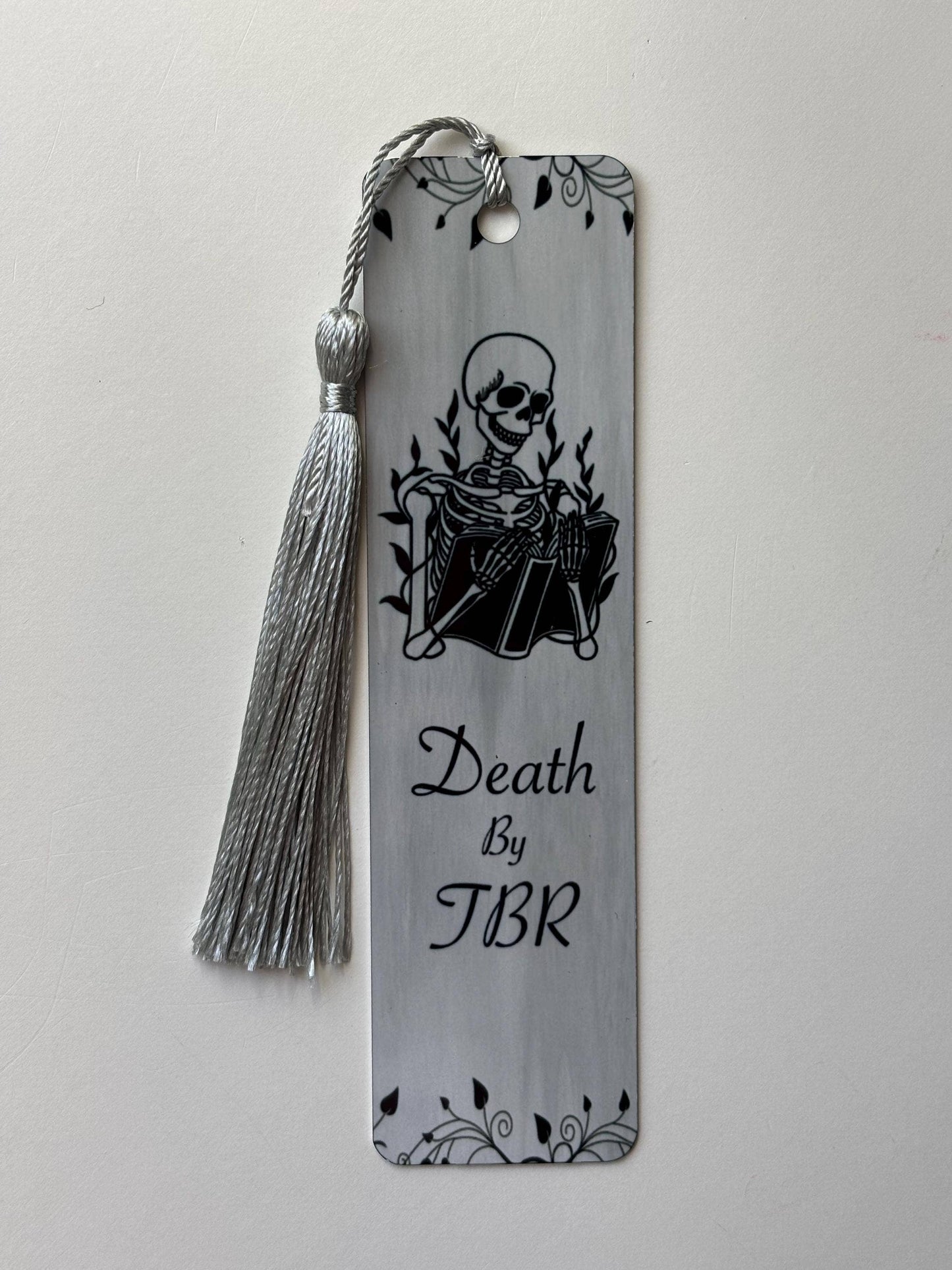 Death by Tbr Metal Bookmark| Skeleton Bookmark: Short