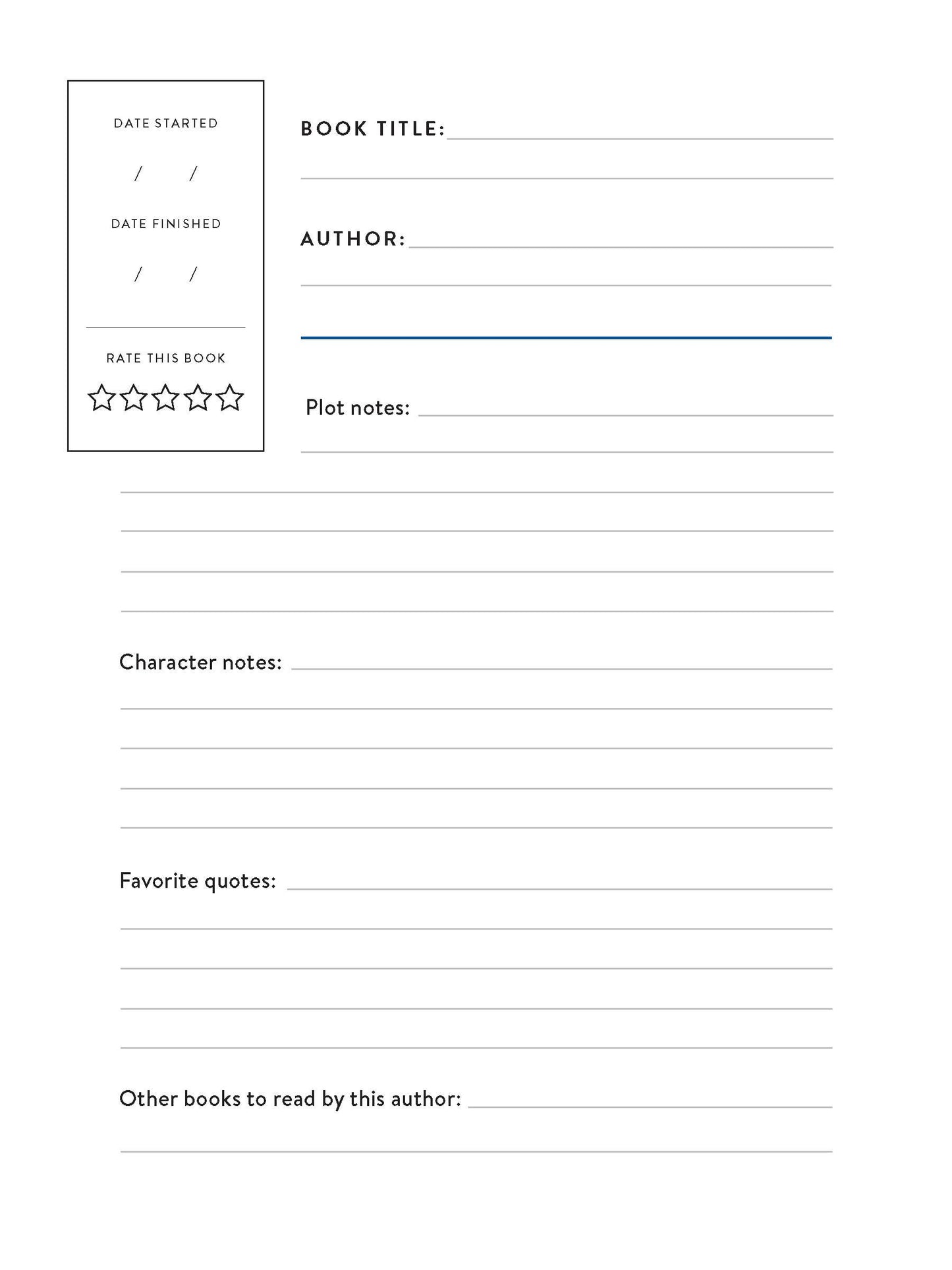 Bibliophile Reader's Journal