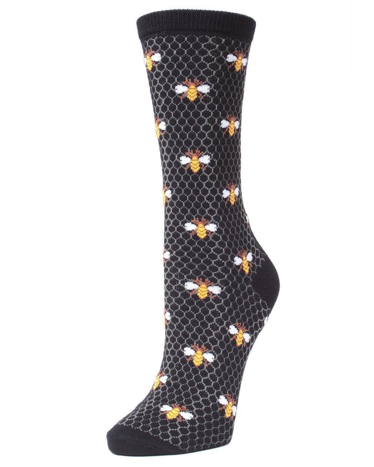 Honey Bee Bamboo Blend Crew Socks: Asphalt / 9-11