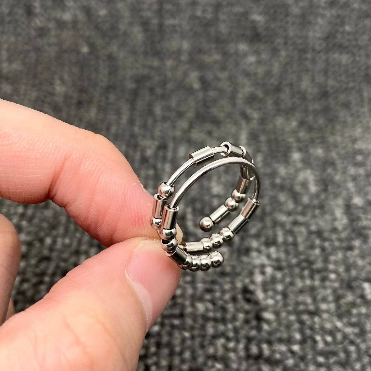 Multi-style Morse Code Stainless Steel Adjustable Ring: I Love You