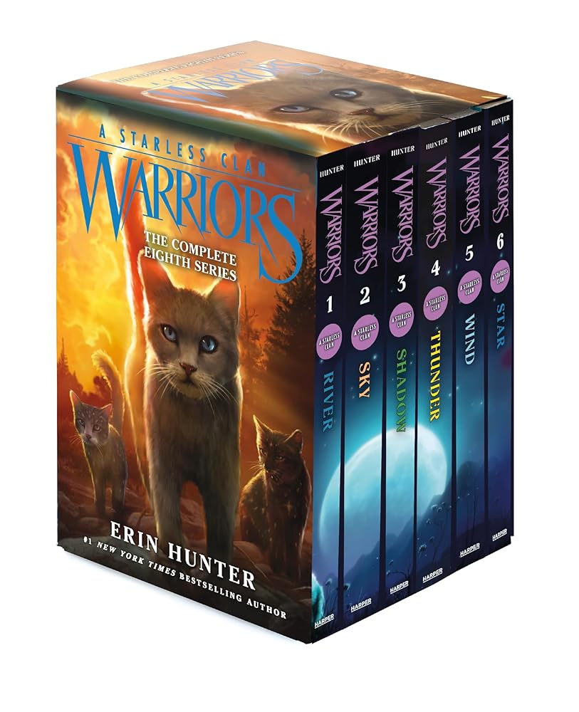 Warriors: A Starless Clan Box Set: Volumes 1 to 6: A Starless Clan #1: River, A Starless Clan #2: Sky, Starless Clan #3: Shadow, A Starless Clan #4: ... Clan #5: Wind, A Starless Clan #6: Star cover image