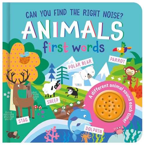 North Parade Publishing Animals First Words Sound Book, Interactive One-Button Sound Matching, Ages 3-5 Years, Board Book (Can You Find The Right Noise?) cover image