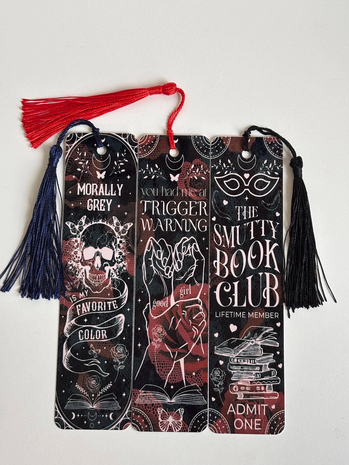 Dark Romance Smutty Book Club Metal Bookmark: SmuttyBookClub Short