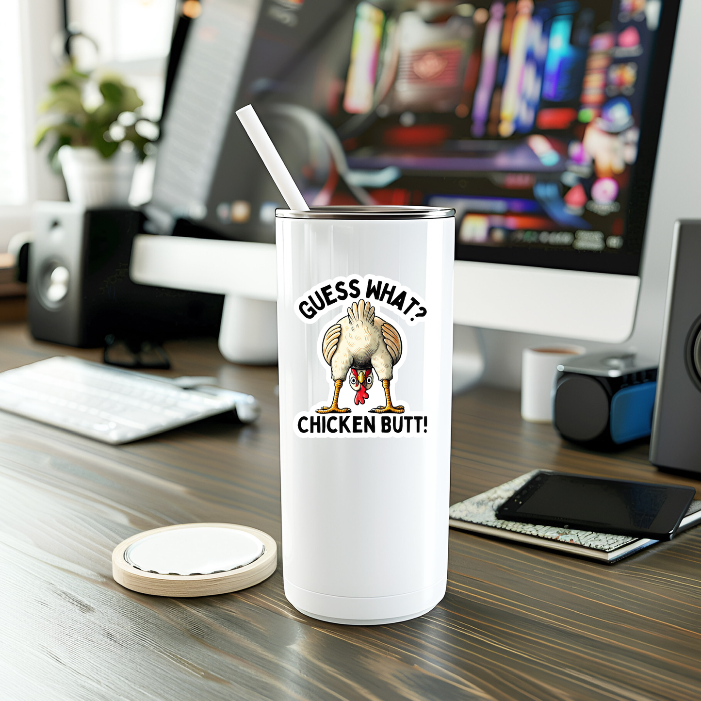 Funny Chicken Butt Vinyl Sticker