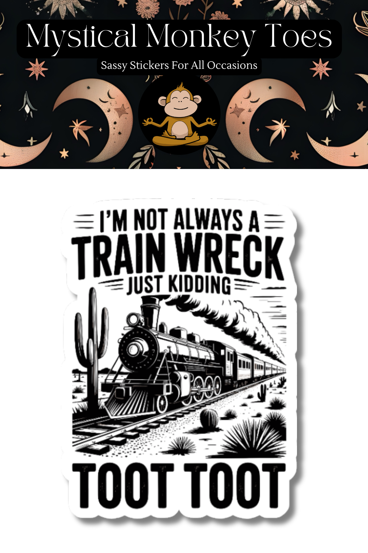 Funny Train Wreck Vinyl Sticker