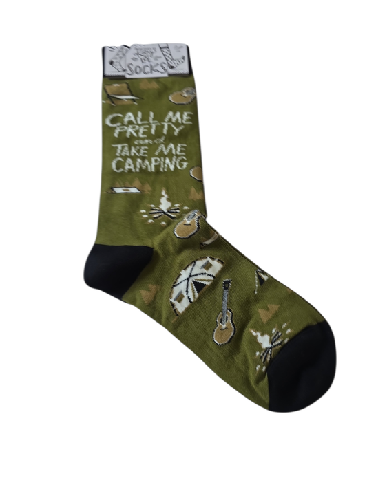 CALL ME PRETTY AND TAKE ME CAMPING SOCKS ONE SIZE FITS MOST