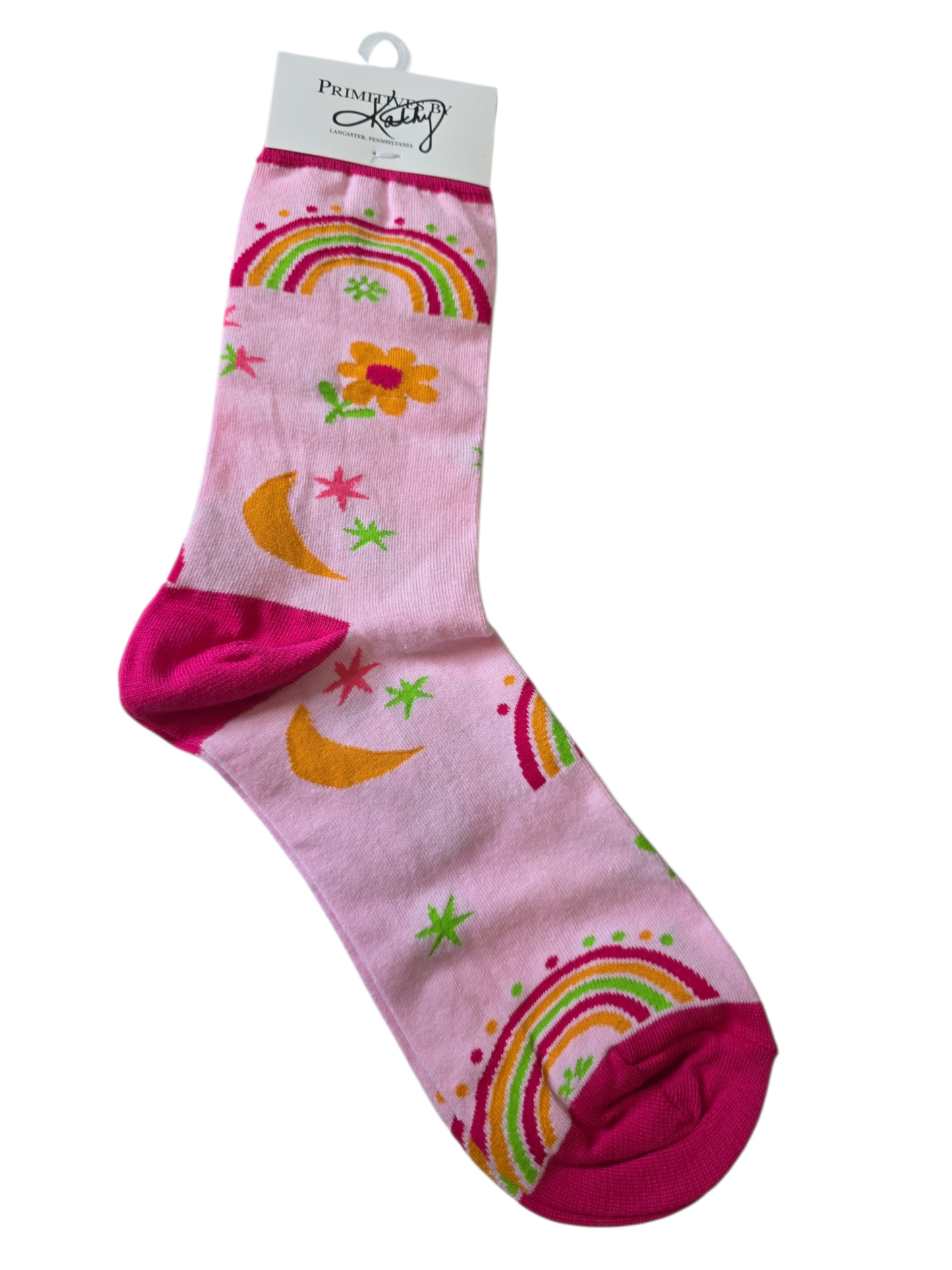 RAINBOW AND FLOWERS SOCKS ONE SIZE FITS MOST