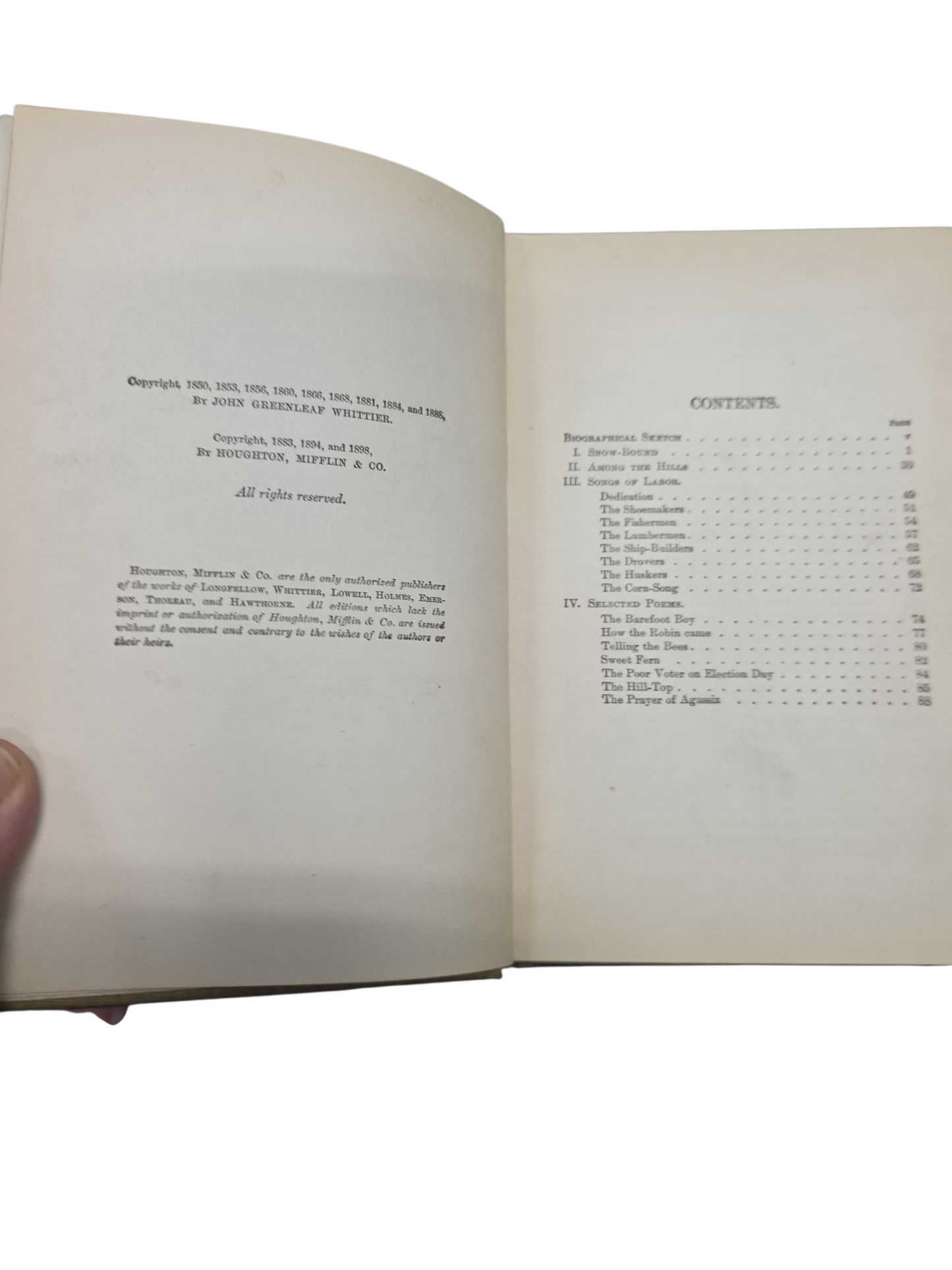 WHITTIER'S SNOW- BOUND AND OTHER POEMS- JOHN GREENLEAF WHITTIER