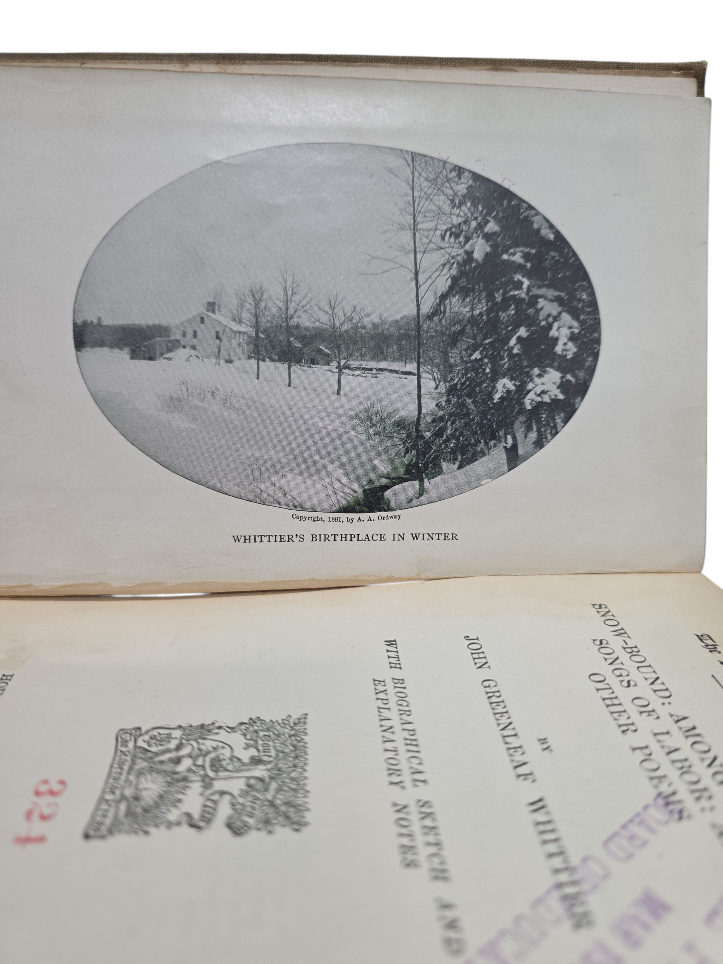 WHITTIER'S SNOW- BOUND AND OTHER POEMS- JOHN GREENLEAF WHITTIER