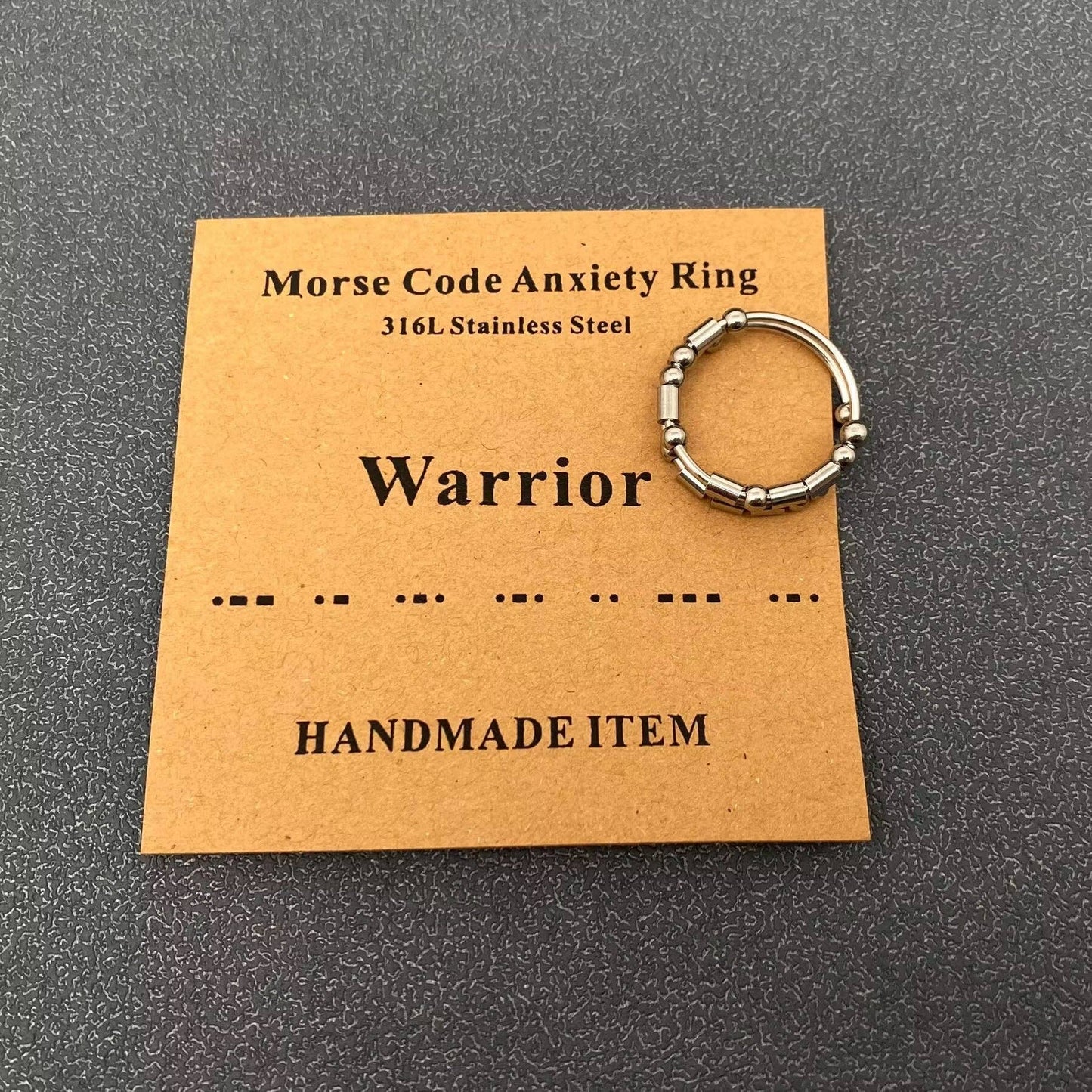 Multi-style Morse Code Stainless Steel Adjustable Ring: I Love You