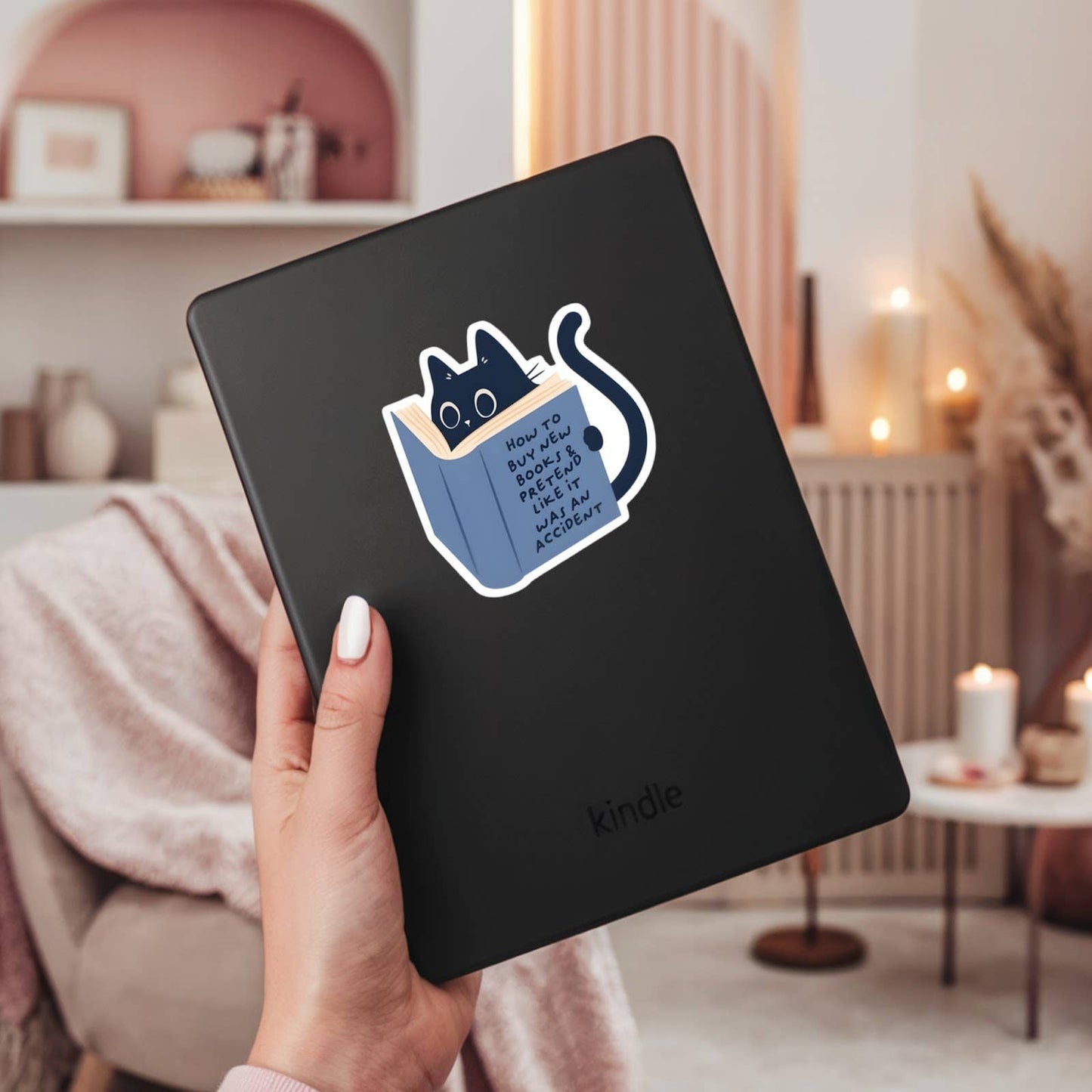 How To Buy New Books Sticker, Funny Cat Gift