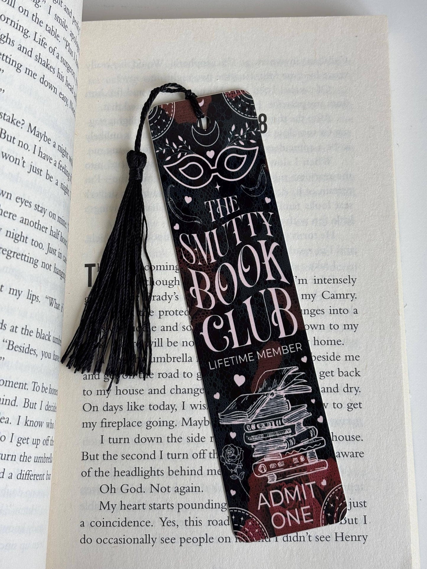 Dark Romance Smutty Book Club Metal Bookmark: SmuttyBookClub Short