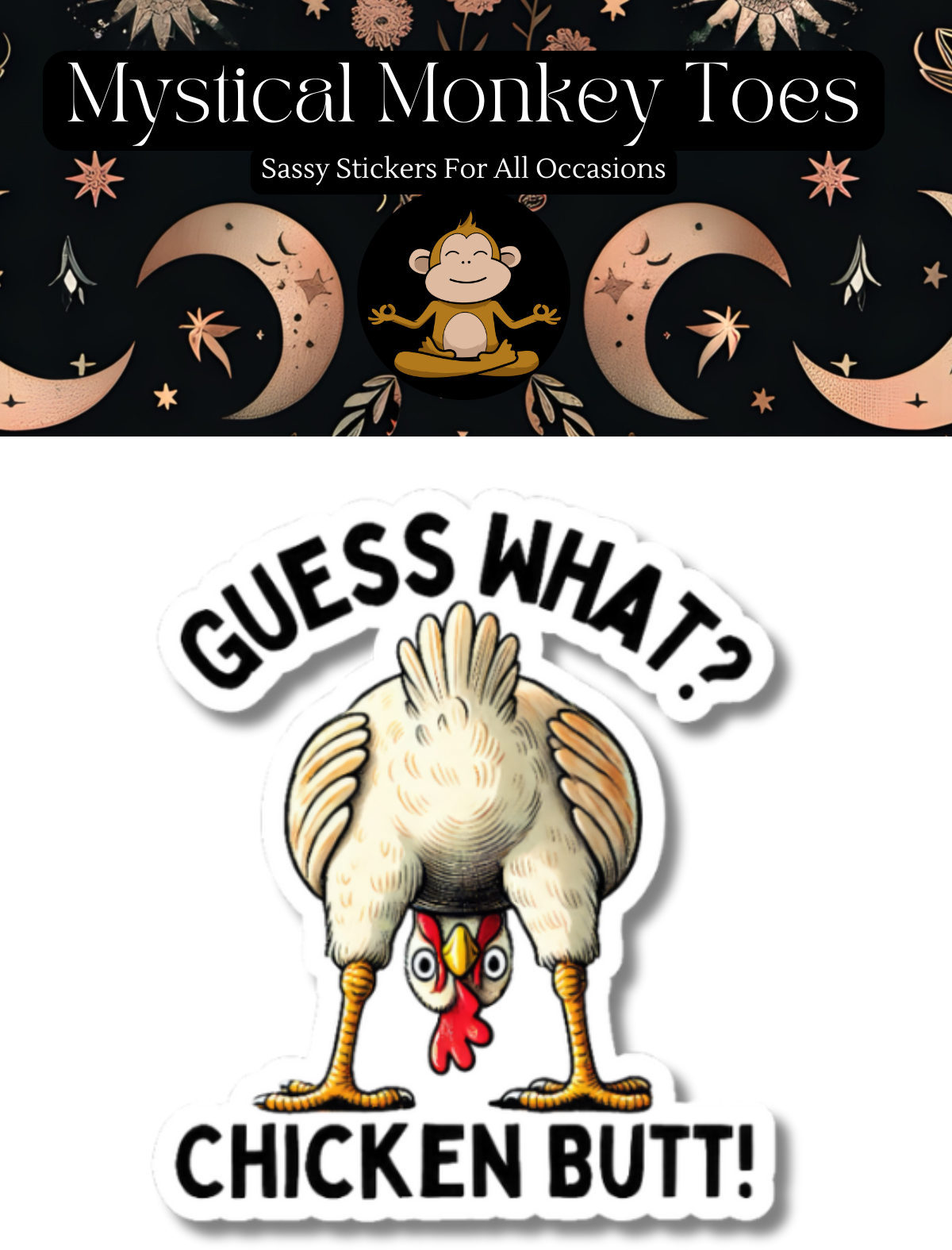Funny Chicken Butt Vinyl Sticker