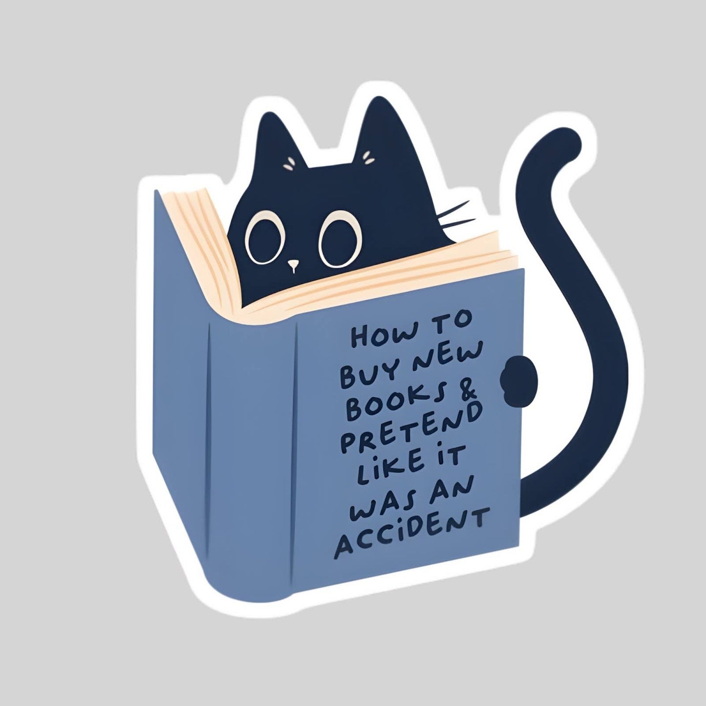 How To Buy New Books Sticker, Funny Cat Gift