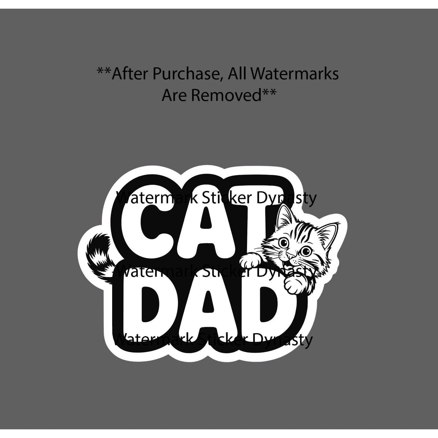 Cat Dad Sticker Waterproof Decal Father Feline Cats Pet Family Friend Gift NEW