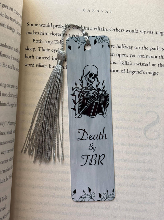 Death by Tbr Metal Bookmark| Skeleton Bookmark: Short