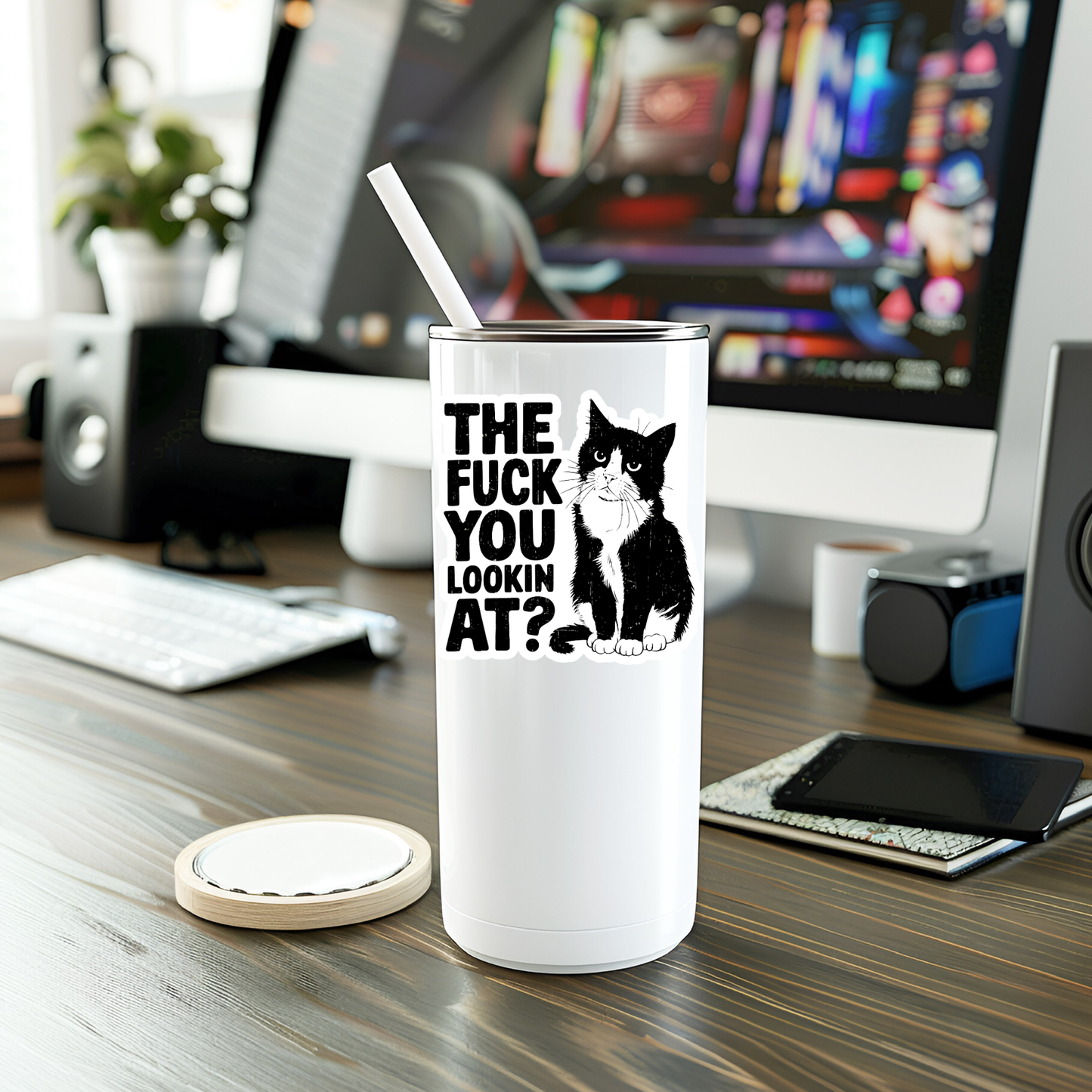 Funny The F*#ck You Lookin At Vinyl Sticker