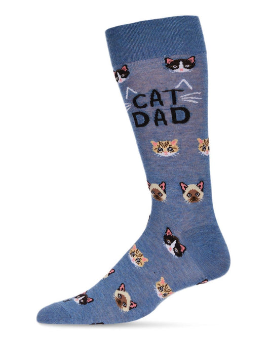 Cat Dad Bamboo Men's Crew: Denim Heather / 10 13