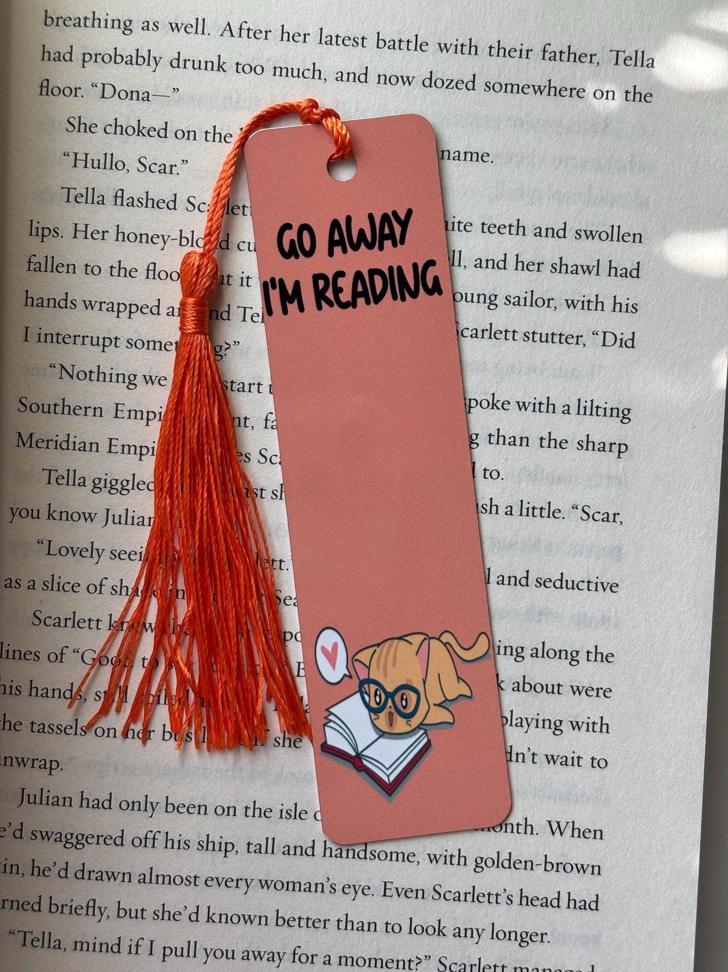 Go away I'm reading Metal Bookmark: Short